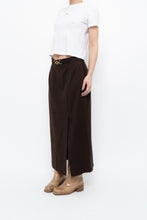 Load image into Gallery viewer, Vintage x Made in Canada x Dark Brown Wool Gold Chain Maxi Skirt (XS)