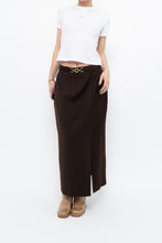 Load image into Gallery viewer, Vintage x Made in Canada x Dark Brown Wool Gold Chain Maxi Skirt (XS)