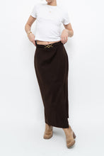 Load image into Gallery viewer, Vintage x Made in Canada x Dark Brown Wool Gold Chain Maxi Skirt (XS)