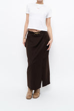Load image into Gallery viewer, Vintage x Made in Canada x Dark Brown Wool Gold Chain Maxi Skirt (XS)