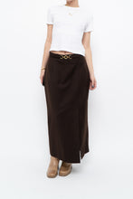 Load image into Gallery viewer, Vintage x Made in Canada x Dark Brown Wool Gold Chain Maxi Skirt (XS)