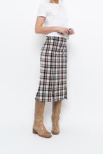Load image into Gallery viewer, Vintage x Made in Canada x White Plaid Cotton Midi Skirt (S, M)