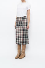 Load image into Gallery viewer, Vintage x Made in Canada x White Plaid Cotton Midi Skirt (S, M)