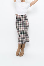 Load image into Gallery viewer, Vintage x Made in Canada x White Plaid Cotton Midi Skirt (S, M)