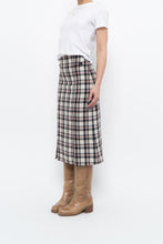 Load image into Gallery viewer, Vintage x Made in Canada x White Plaid Cotton Midi Skirt (S, M)