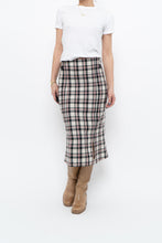 Load image into Gallery viewer, Vintage x Made in Canada x White Plaid Cotton Midi Skirt (S, M)