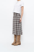 Load image into Gallery viewer, Vintage x Made in Canada x White Plaid Cotton Midi Skirt (S, M)