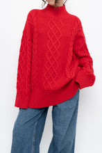Load image into Gallery viewer, Modern x MINIMUM Red Cableknit Oversized Turtleneck (S-XL)
