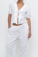 Load image into Gallery viewer, LITTLE MOON x Deadstock White Cotton Soft Front-tie Blouse (XS, S)