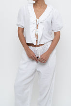 Load image into Gallery viewer, LITTLE MOON x Deadstock White Cotton Soft Front-tie Blouse (XS, S)
