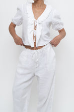 Load image into Gallery viewer, LITTLE MOON x Deadstock White Cotton Soft Front-tie Blouse (XS, S)