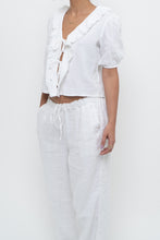 Load image into Gallery viewer, LITTLE MOON x Deadstock White Cotton Soft Front-tie Blouse (XS, S)
