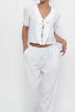 Load image into Gallery viewer, LITTLE MOON x Deadstock White Cotton Soft Front-tie Blouse (XS, S)