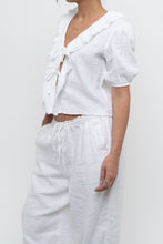 Load image into Gallery viewer, LITTLE MOON x Deadstock White Cotton Soft Front-tie Blouse (XS, S)