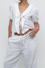 Load image into Gallery viewer, LITTLE MOON x Deadstock White Cotton Soft Front-tie Blouse (XS, S)