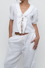 Load image into Gallery viewer, LITTLE MOON x Deadstock White Cotton Soft Front-tie Blouse (XS, S)