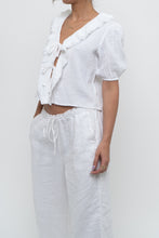 Load image into Gallery viewer, LITTLE MOON x Deadstock White Cotton Soft Front-tie Blouse (XS, S)