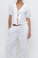 Load image into Gallery viewer, LITTLE MOON x Deadstock White Cotton Soft Front-tie Blouse (XS, S)