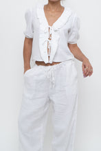 Load image into Gallery viewer, LITTLE MOON x Deadstock White Cotton Soft Front-tie Blouse (XS, S)