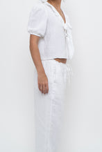 Load image into Gallery viewer, LITTLE MOON x Deadstock White Cotton Soft Front-tie Blouse (XS, S)