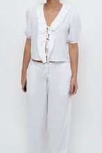 Load image into Gallery viewer, LITTLE MOON x Deadstock White Cotton Soft Front-tie Blouse (XS, S)