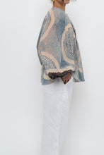 Load image into Gallery viewer, ULLA JOHNSON x Beige, Blue Patterned Flowy Metallic Blouse (XS-M)
