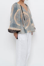 Load image into Gallery viewer, ULLA JOHNSON x Beige, Blue Patterned Flowy Metallic Blouse (XS-M)