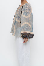 Load image into Gallery viewer, ULLA JOHNSON x Beige, Blue Patterned Flowy Metallic Blouse (XS-M)