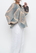 Load image into Gallery viewer, ULLA JOHNSON x Beige, Blue Patterned Flowy Metallic Blouse (XS-M)