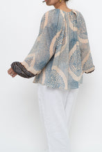 Load image into Gallery viewer, ULLA JOHNSON x Beige, Blue Patterned Flowy Metallic Blouse (XS-M)