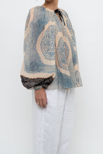 Load image into Gallery viewer, ULLA JOHNSON x Beige, Blue Patterned Flowy Metallic Blouse (XS-M)