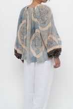 Load image into Gallery viewer, ULLA JOHNSON x Beige, Blue Patterned Flowy Metallic Blouse (XS-M)