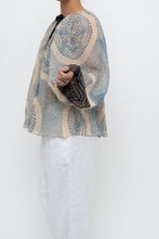 Load image into Gallery viewer, ULLA JOHNSON x Beige, Blue Patterned Flowy Metallic Blouse (XS-M)