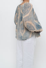 Load image into Gallery viewer, ULLA JOHNSON x Beige, Blue Patterned Flowy Metallic Blouse (XS-M)