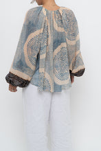 Load image into Gallery viewer, ULLA JOHNSON x Beige, Blue Patterned Flowy Metallic Blouse (XS-M)