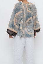 Load image into Gallery viewer, ULLA JOHNSON x Beige, Blue Patterned Flowy Metallic Blouse (XS-M)