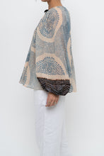 Load image into Gallery viewer, ULLA JOHNSON x Beige, Blue Patterned Flowy Metallic Blouse (XS-M)