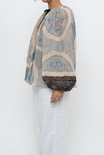 Load image into Gallery viewer, ULLA JOHNSON x Beige, Blue Patterned Flowy Metallic Blouse (XS-M)