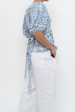 Load image into Gallery viewer, ALEXIS x Blue Patterned Linen Tie Top (XS-M)