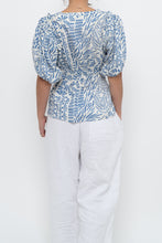 Load image into Gallery viewer, ALEXIS x Blue Patterned Linen Tie Top (XS-M)