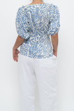 Load image into Gallery viewer, ALEXIS x Blue Patterned Linen Tie Top (XS-M)