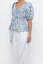 Load image into Gallery viewer, ALEXIS x Blue Patterned Linen Tie Top (XS-M)