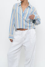 Load image into Gallery viewer, Vintage x Blue Multicolour Striped Reworked Cropped Buttonup (XS-L)