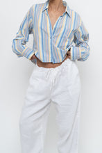 Load image into Gallery viewer, Vintage x Blue Multicolour Striped Reworked Cropped Buttonup (XS-L)