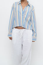 Load image into Gallery viewer, Vintage x Blue Multicolour Striped Reworked Cropped Buttonup (XS-L)