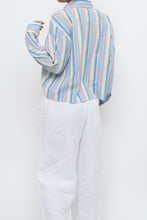 Load image into Gallery viewer, Vintage x Blue Multicolour Striped Reworked Cropped Buttonup (XS-L)