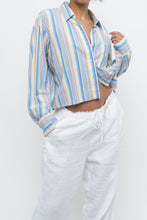 Load image into Gallery viewer, Vintage x Blue Multicolour Striped Reworked Cropped Buttonup (XS-L)