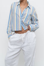 Load image into Gallery viewer, Vintage x Blue Multicolour Striped Reworked Cropped Buttonup (XS-L)