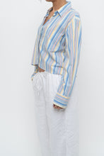 Load image into Gallery viewer, Vintage x Blue Multicolour Striped Reworked Cropped Buttonup (XS-L)
