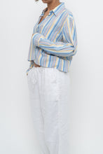 Load image into Gallery viewer, Vintage x Blue Multicolour Striped Reworked Cropped Buttonup (XS-L)